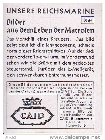 CAID Sammelbild - Unsere Reichsmarine - Aus Dem Leben Der Matrosen - Vorschiff Eines Kreuzers (22181) - Other Brands