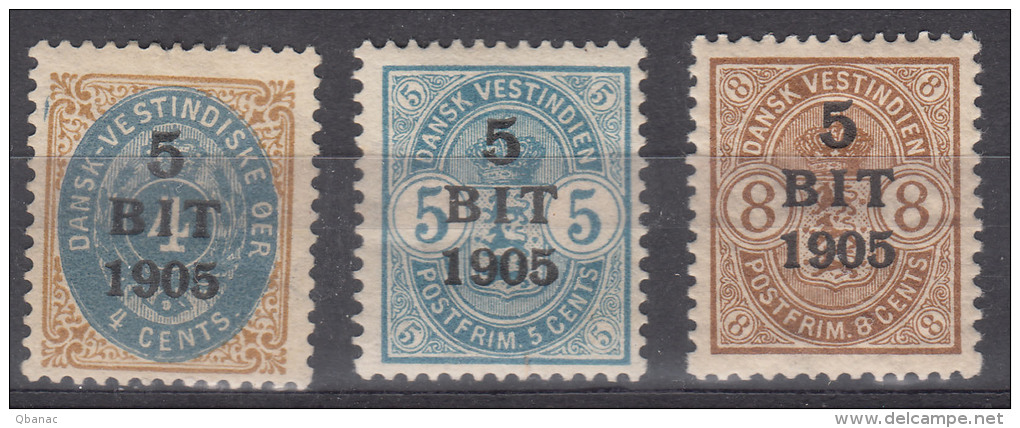 Denmark Danish Antilles (West India) 1905 Mi#38-40 Yvert#24-26 Mint Hinged - Deens West-Indië