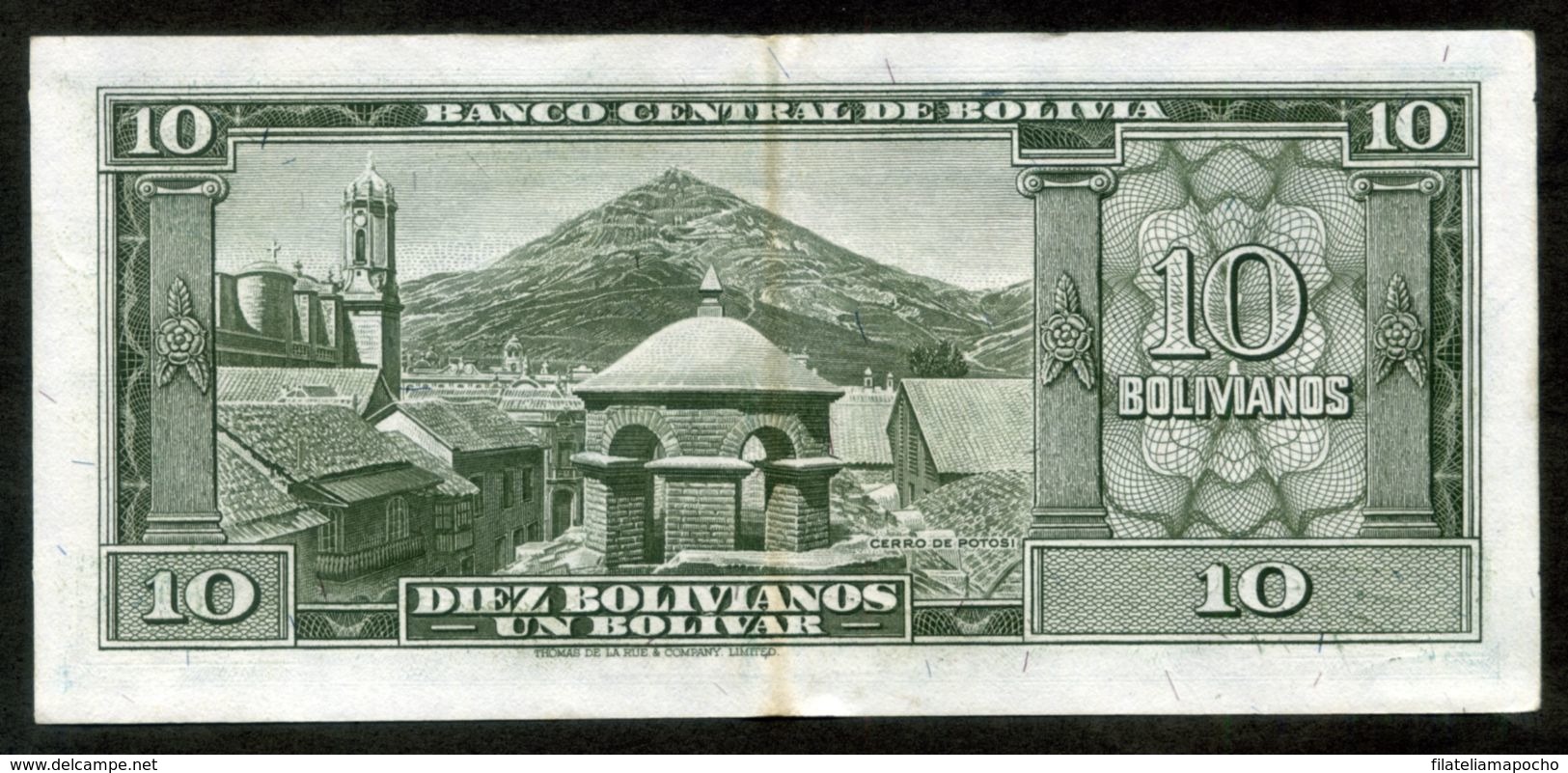 BOLIVIA BILLETES 1951:  "10 BOLIVIANOS RESELLADOS 1951". - Bolivia