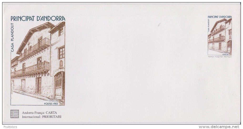 Andorra France Postal Stationery - Envelope Casa Plandolit 1983 * * - Postwaardestukken & Prêts-à-poster