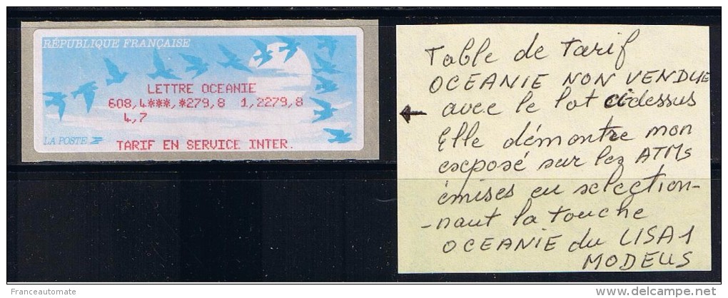 ATMs, 2.70/3.00/3.80/3.90/4.40/4.90/6608.46/13.50/J+1 13.50/ J+2 19.50 Série De Valeurs Du 1er échelon De Poids Du LISA1 - 1990 Type « Oiseaux De Jubert »