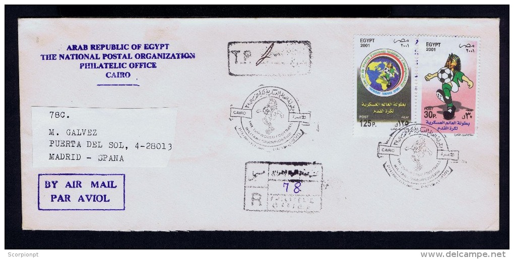 CAIRO 2001 Cover EGYPT Football Sports Military Champioship Sp3818 - Briefe U. Dokumente