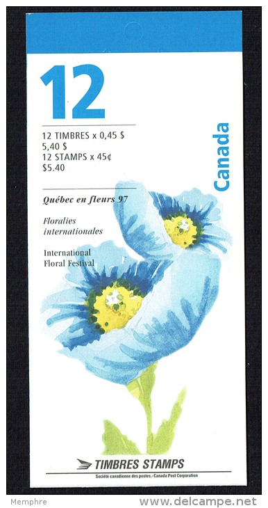 1997  Québec En Fleurs - Blue Poppy  Sc 1638 Pane Of 12  BK 199 - Full Booklets