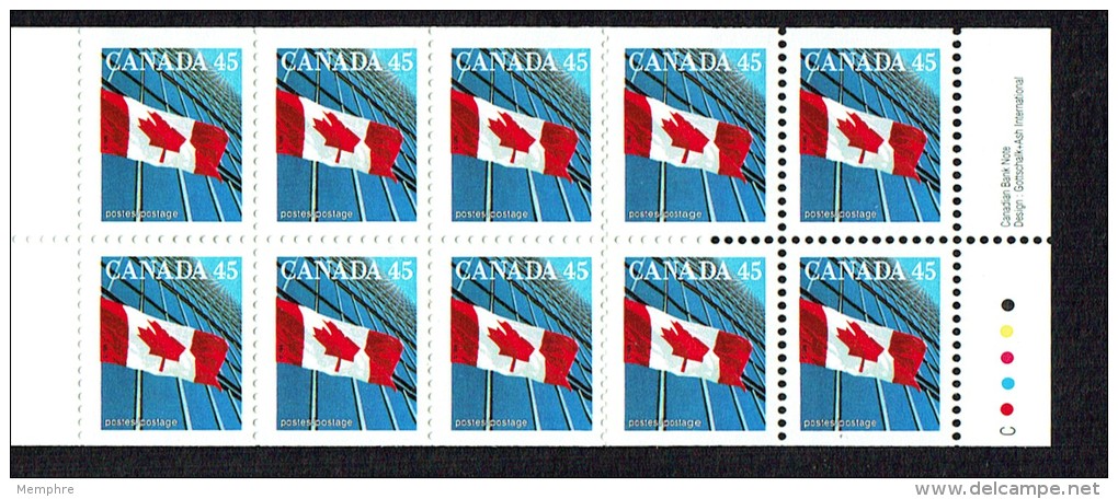 1998  45&cent; Flag Definitive  Pane Of 10  Sc 1362  BK 205A - Carnets Complets