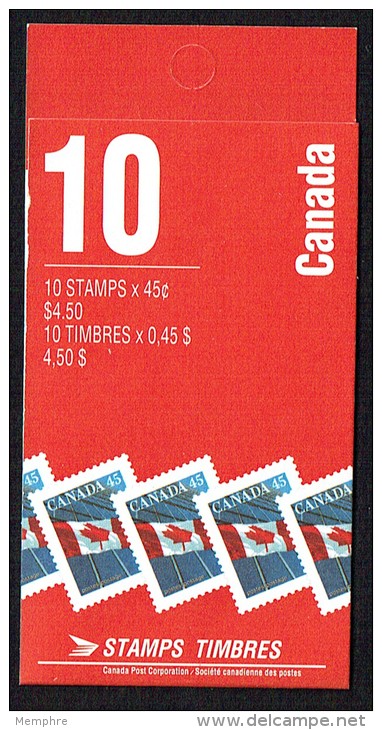 1998  45&cent; Flag Definitive  Pane Of 10  Sc 1362  BK 205A - Carnets Complets