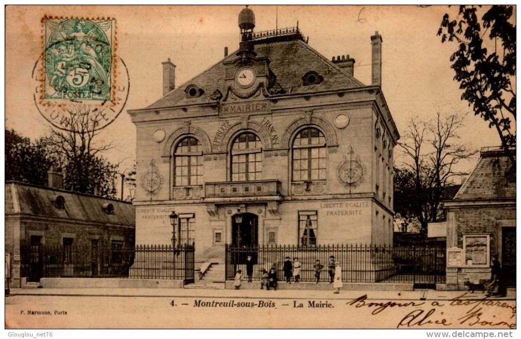 93-MONTREUIL SOUS BOIS..LA MAIRIE.....CPA ANIMEE - Montreuil