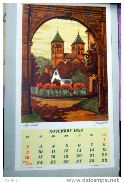 67 ALSACE  J .KLIPPSTIEHL CALENDRIER AVEC 12 ILLUSTRATIONS DE KLIPPSTIEHL 1958 MULHOUSE COLMAR RIQUEWIHR BERGHEIM - Estampes & Gravures