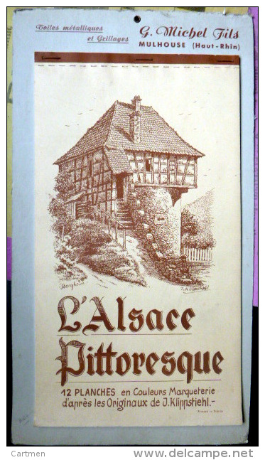 67 ALSACE  J .KLIPPSTIEHL CALENDRIER AVEC 12 ILLUSTRATIONS DE KLIPPSTIEHL 1958 MULHOUSE COLMAR RIQUEWIHR BERGHEIM - Estampes & Gravures