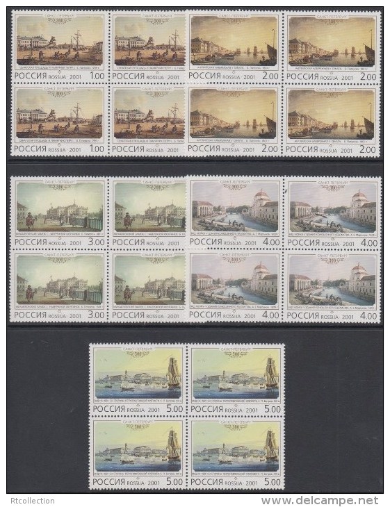 Russia 2001 - 5 Block St. Petersburg 300th Anniversary Architecture Art Paintings Castle Hermitage Stamps Michel 898-902 - Other & Unclassified