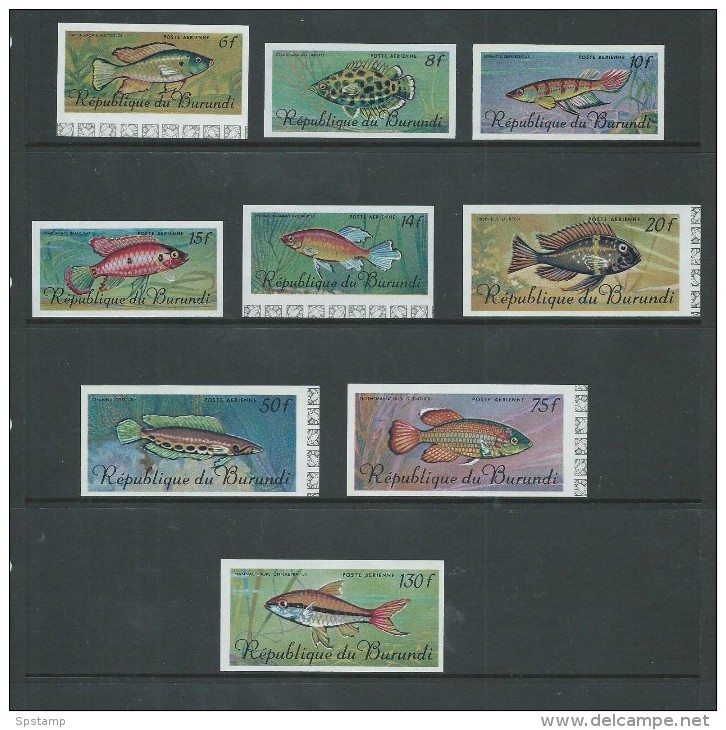 Burundi 1967 Fish Airmail Set 9 Imperforate MNH - Unused Stamps