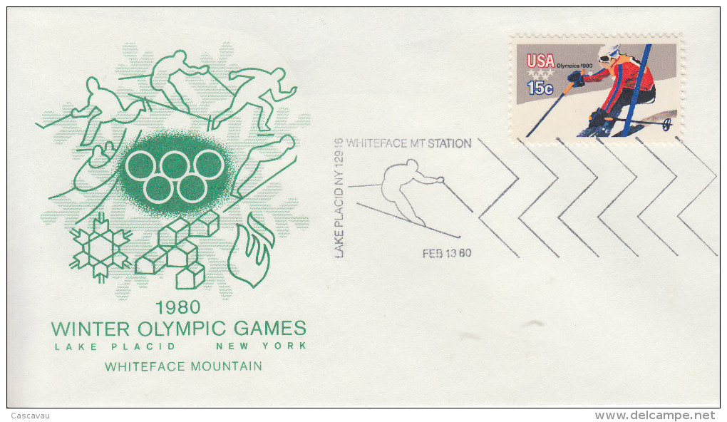 Enveloppe  FDC  1er  Jour   U.S.A    Jeux   Olympiques   LAKE  PLACID    1980 - Invierno 1980: Lake Placid