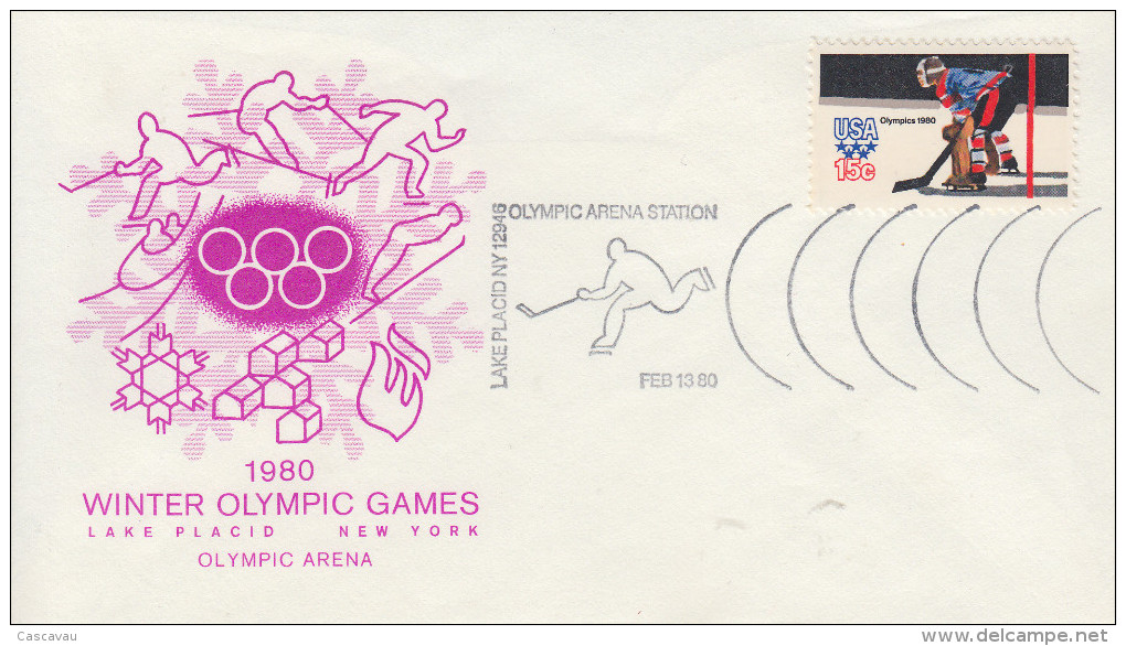 Enveloppe  FDC  1er  Jour   U.S.A    Jeux   Olympiques   LAKE  PLACID    1980 - Invierno 1980: Lake Placid