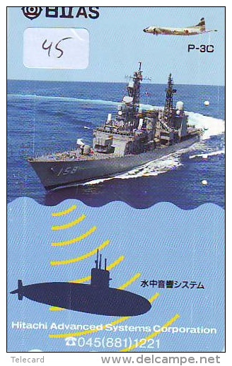 Phonecard JAPAN  War Ship (45) Boat Bateau Warship Military Ship Paquebot Navire De Guerre Boats Navy Leger Armee JAPON - Leger