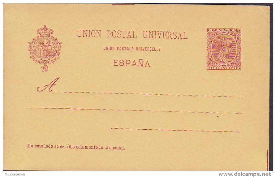 Spain UPU Postal Stationery Ganzsache Entero 10 Cts Alfons XIII. (P 26 II) 3. Punktlinie 72 Mm (2 Scans) - 1931-....