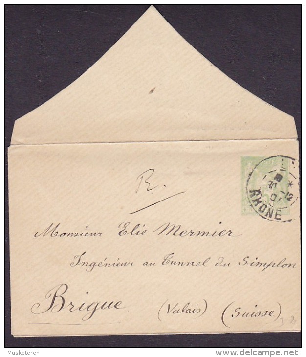 France Recommandée "Petite" Postal Stationery Ganzsache Entier 5 C. Allegorie Sage LY.. Rhone 1901 BRIGUE Valais Suisse - Standard- Und TSC-Briefe (vor 1995)