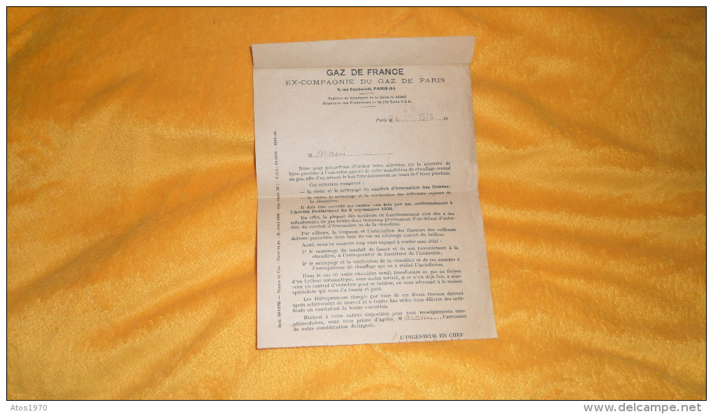 LETTRE DE LA COMPAGNIE DU GAZ DE FRANCE DE 1946. / PARIS IXe A PARIS 2e. / OBLITERATION ENCRE ROUGE - 1921-1960: Période Moderne