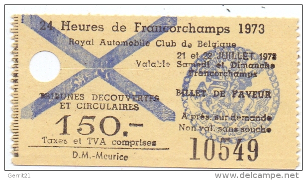 SPA FRANCORCHAMPS, 4 Eintrittskarten, 1972 - 1977 - Le Mans