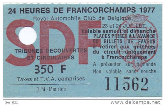 SPA FRANCORCHAMPS, 4 Eintrittskarten, 1972 - 1977 - Le Mans