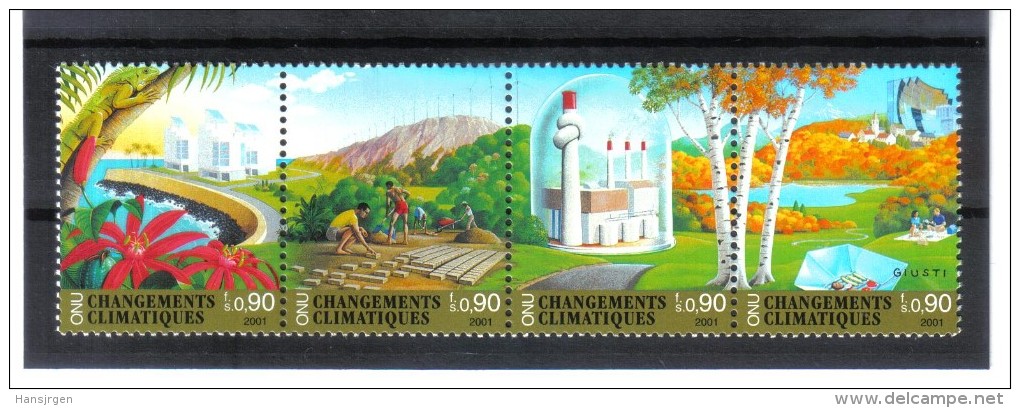 DEL1362 UNO  NEW YORK 2001   MICHL NR.  884/87 Viererstreifen  ** Postfrisch - Unused Stamps