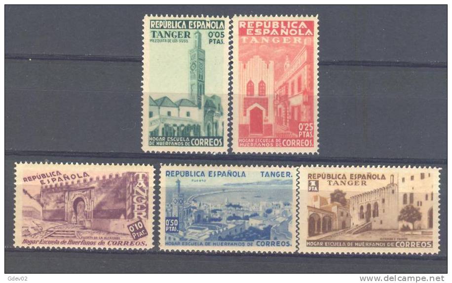 TABE01STV-LFT330.Marruecos.Maroc.Marocco VISTAS DE TANGER ESPAÑOL BENEFICENCIA 1937 (Ed 1/5**)sin Charnela LUJO - Marruecos Español