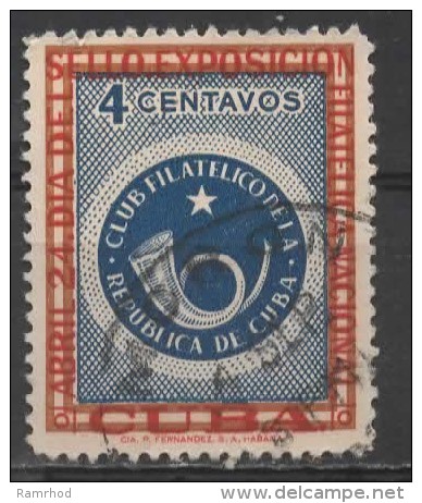 1957 Stamp Day. Cu Ban Philatelic Exn - 4c Posthorn Emblem Of Cu Ban Philatelic Society FU - Oblitérés