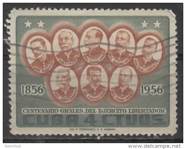 1957 Centenary Of Cub An Army Of Liberation - Army Leaders Of 1856 -  4c. - Brown And Green  FU - Oblitérés