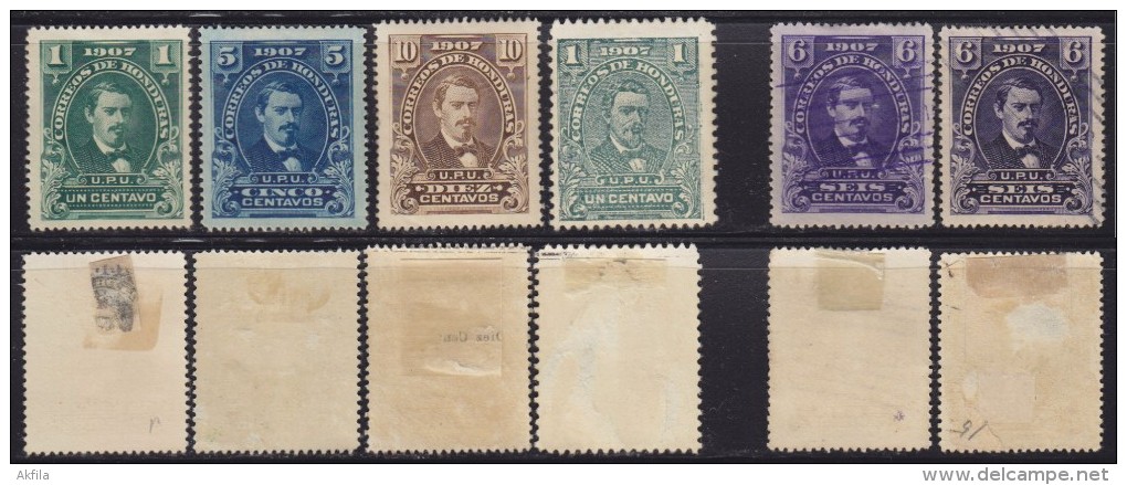 4370. Honduras, 1907, President Danilo Medina, MH (*) Michel 101, 103, 105 - Honduras