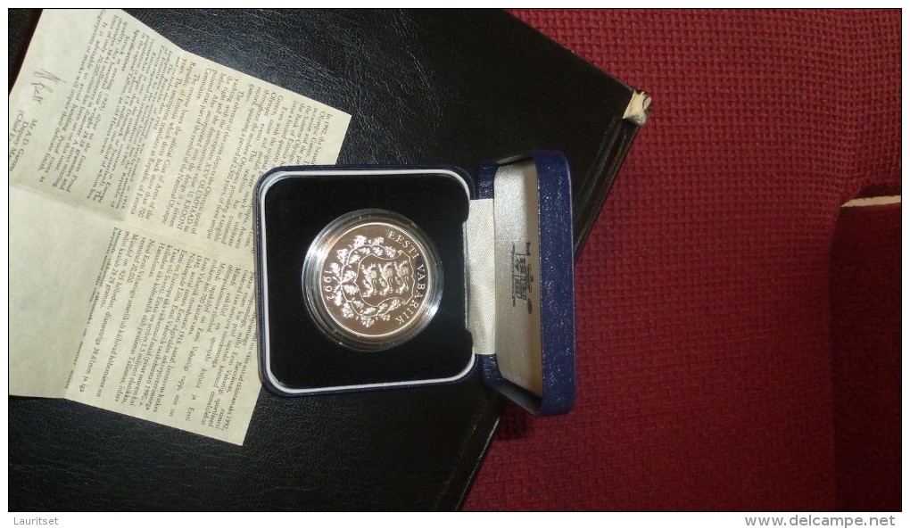 ESTLAND ESTONIA Estonie 1992 Silver Coin Barcelona Olympic Games  999/1000 Silbermünze + Original Box +sertificate - Estonia