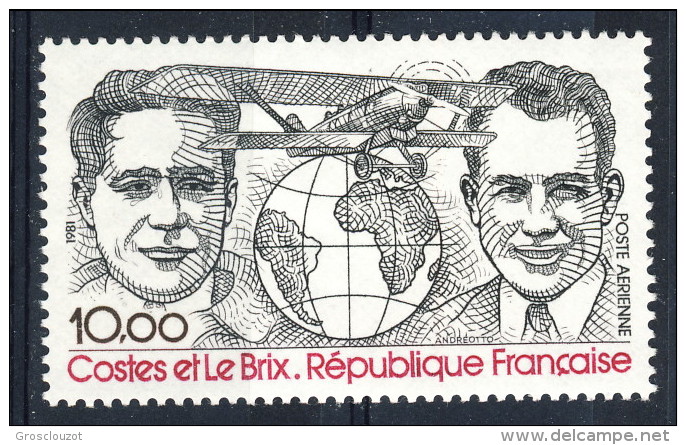 Francia PA 1981 N. 55 F. 10 Nero E Rosso MNH GO (gomma Originale Integra) Catalogo € 5 - 1960-.... Nuovi