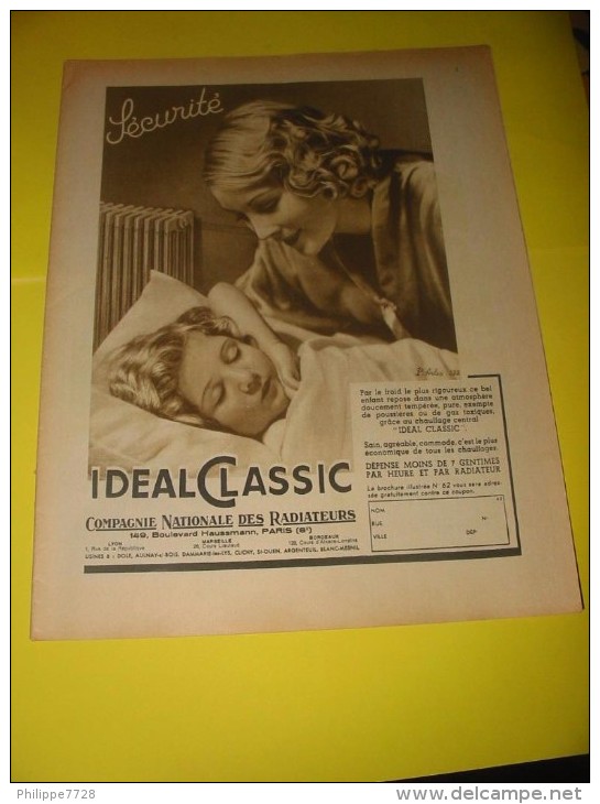 Publicité IDEAL CLASSIC Compagnie Nationale Des Radiateurs  1937 - Advertising