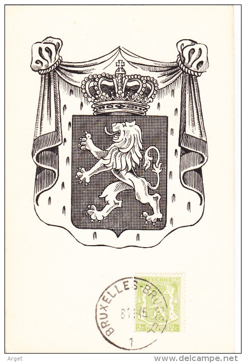 Carte Maximum BELGIQUE N°Yvert 418A (ARMOIRIES) Obl 1945 - 1934-1951