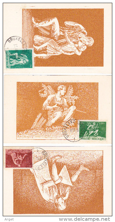Carte Maximum BELGIQUE N°Yvert 701/709 (PRISONNIERS - DEPORTES ...) 9 Cartes Obl Sp Bruxelles 1945 - 1934-1951