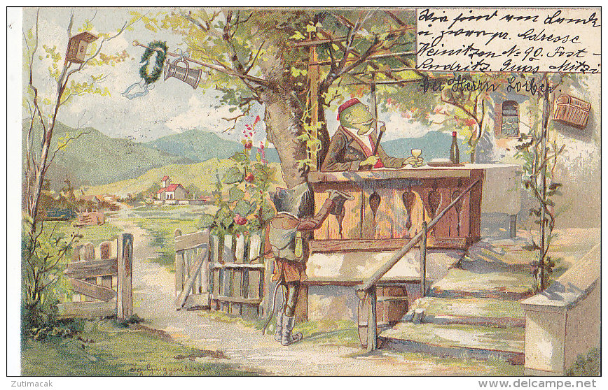 Guggenberger - Dressed Frog Frosch Grenouille & Fox Old Postcard 1903 - Guggenberger, T.