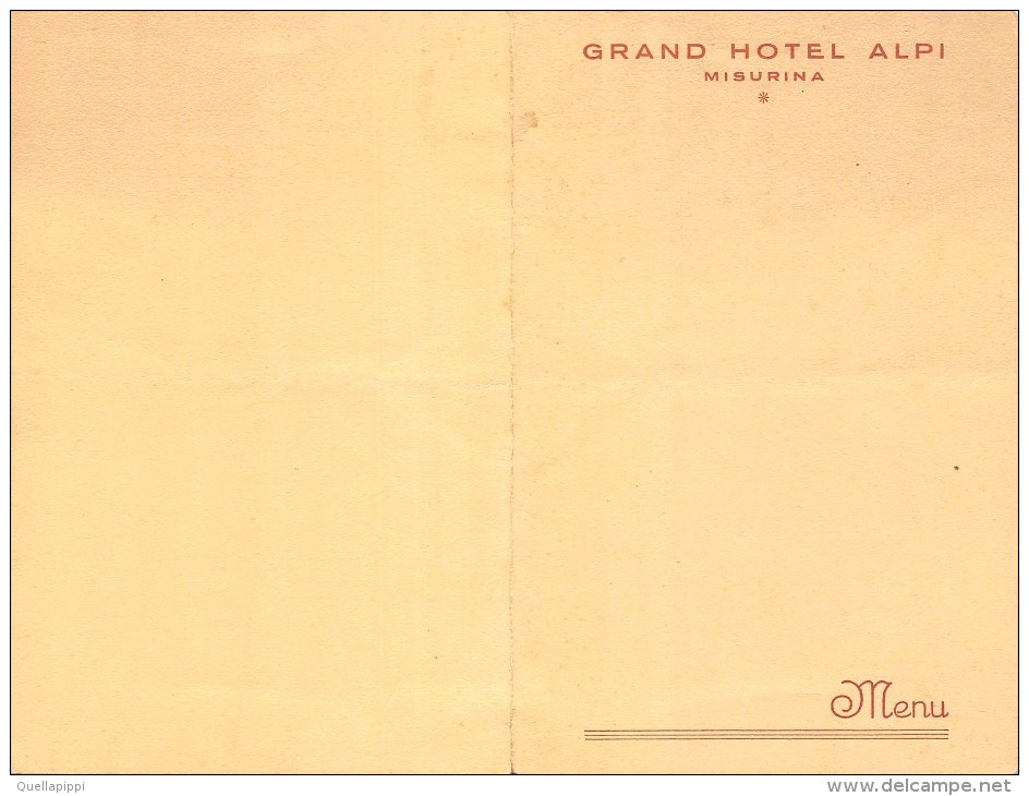 04075 "(BELLUNO) MISURINA - GRAND HOTEL ALPI - MENU - 7 SETTEMBRE 1953" ORIGINALE - Menus