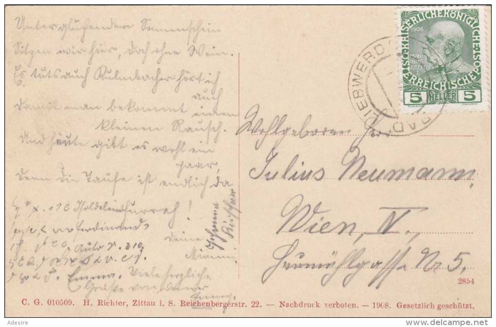 HUBERTUSBAUDE (Böhmen) - Katzenstein, Gel.191?, Stempel Bad Liebwerder - Böhmen Und Mähren