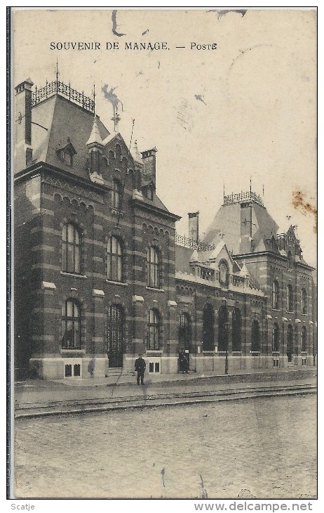 Souvenir De Manage.   -   Poste   -   1911  Naar   Cureghem - Manage