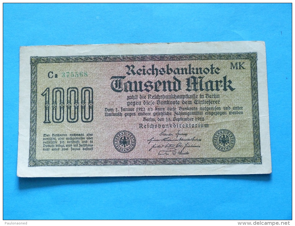 LOT DE 11 BILLETS DE 1000  MARK   1923 - 100 Miljoen Mark