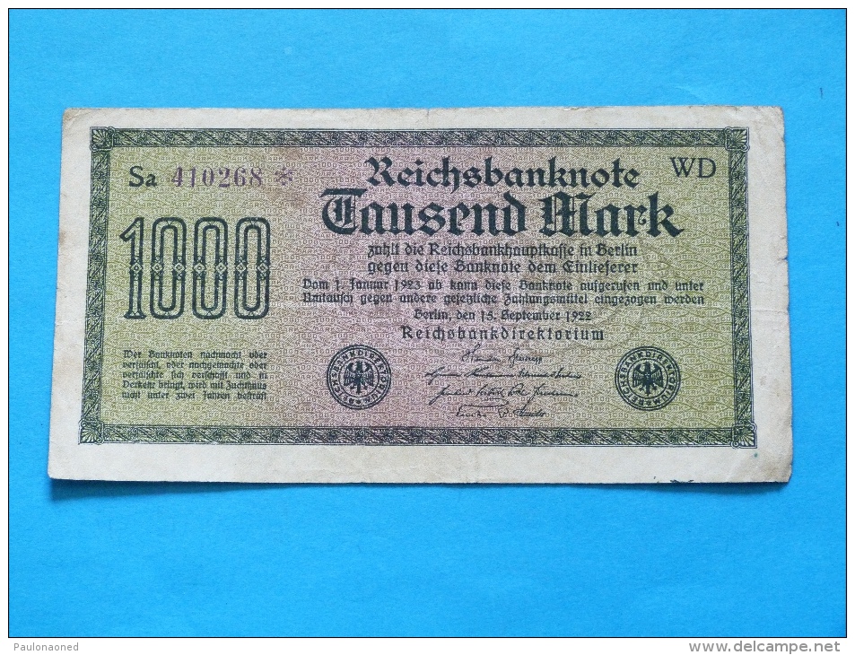 LOT DE 11 BILLETS DE 1000  MARK   1923