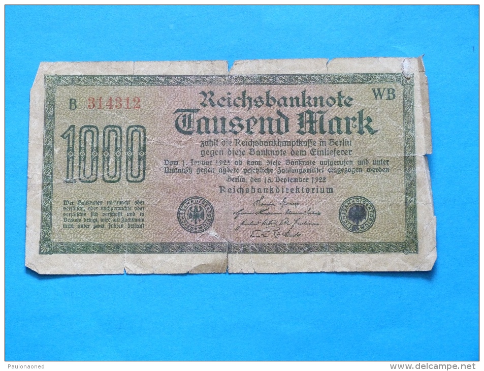 LOT DE 11 BILLETS DE 1000  MARK   1923