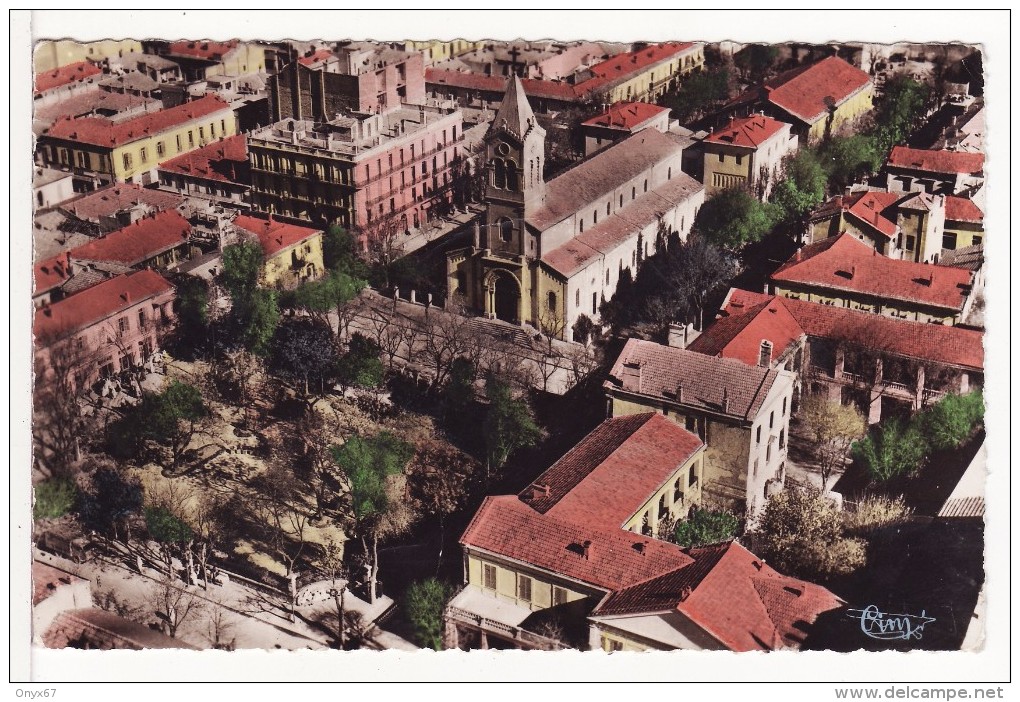 SETIF (Algérie) Vue Eglise-Ecole Laïque-Place Monument Aux Morts- 2 SCANS - - Sétif