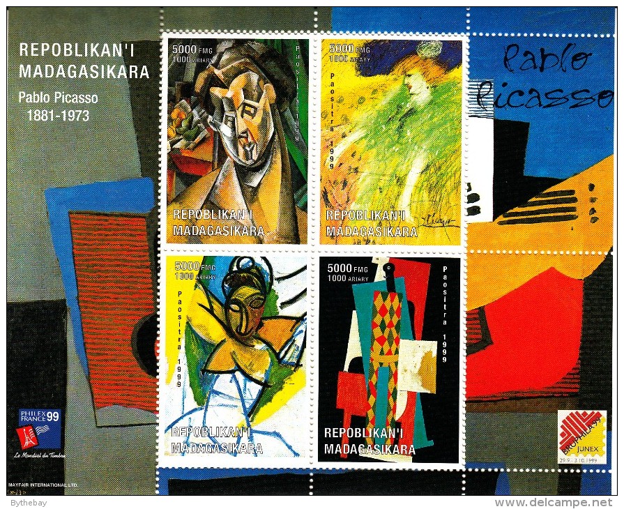 Madagascar MNH 1999 Mini Sheet Of 4 Paintings By Picasso Philex France 99; Bruphila 99 - Esposizioni Filateliche