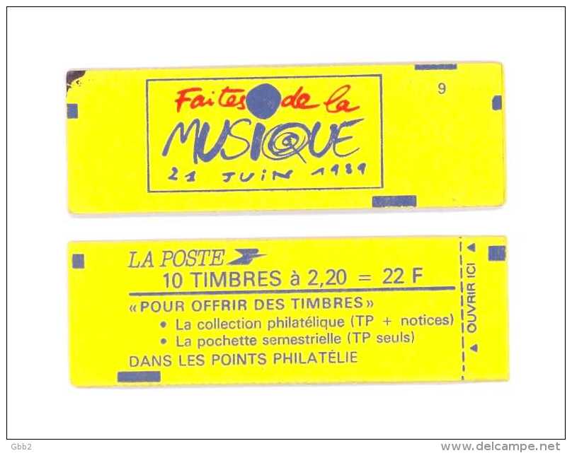 CARNET 2376-C 8 Liberté De Delacroix "FAITES DE LA MUSIQUE" Daté 1.6.89 Fermé Bas Prix A SAISIR - Modernes : 1959-...