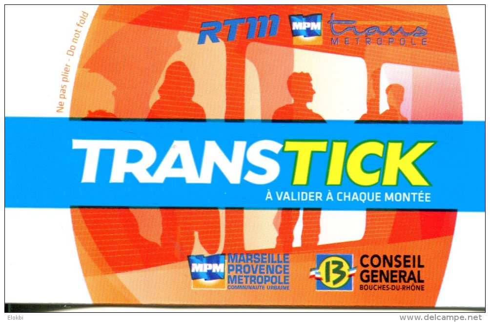 Ticket Métro De Marseille (France) - RTM - Billet 1 Voyage - Europe