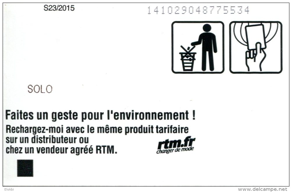 Ticket Métro De Marseille (France) - RTM - Billet 1 Voyage - Europa