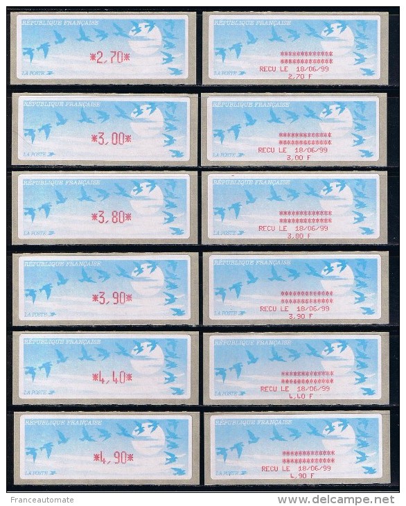 ATMs, Lisa1, MODEUS,RATP, 2.70/3.00/3.80/3.90/4.40/4.90/13.50/J+1 13.50/ J+2 19.50 Série De Valeurs Du 1er échelon Poids - 1990 « Oiseaux De Jubert »