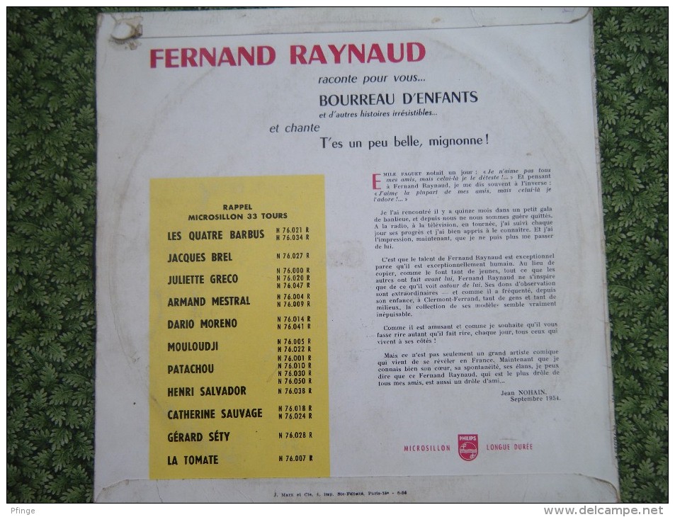 Fernand Raynaud Raconte Pour Vous Bourreau D'enfants 33T 25cm - Humor, Cabaret