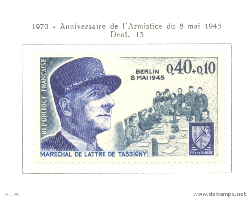 Timbre Neuf - 1970 -  France - Y&T 1639 - Anniversaire De L'armistice Du 8 Mai 1945 - Autres & Non Classés