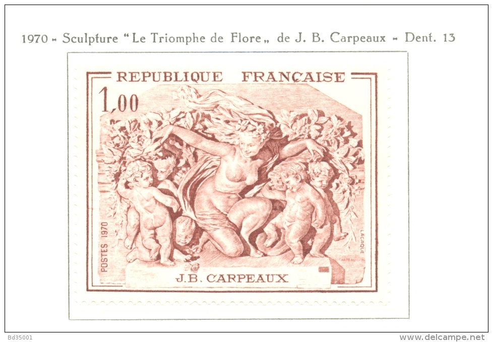 Timbre Neuf - 1970 -  France - Y&T 1641 - Sculpture 'Le Triomphe De Flore' De J-B Carpeaux - Autres & Non Classés