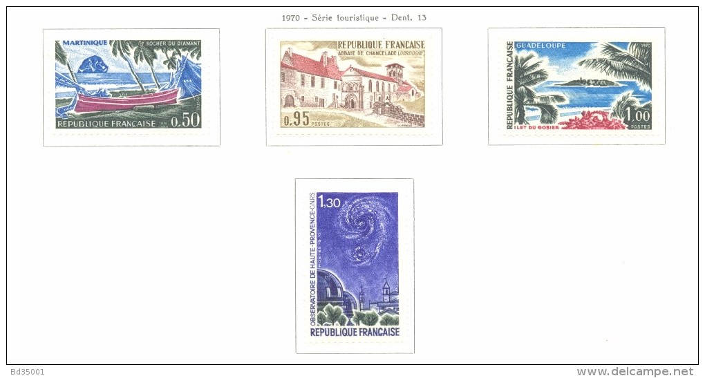 Timbre Neuf - 1970 -  France - Y&T 1644, 1645, 1646, 1647 - Série Touristique - Autres & Non Classés