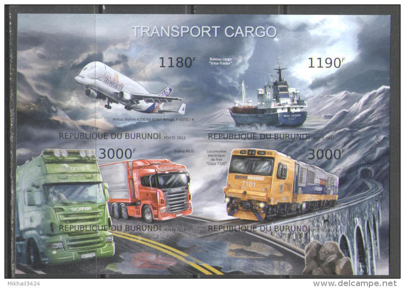 A0459 Transport Cargo Planes Airbus Ships Cars 2012 Brnd Sheet+S/s MNH ** Imperf Imp - Barche